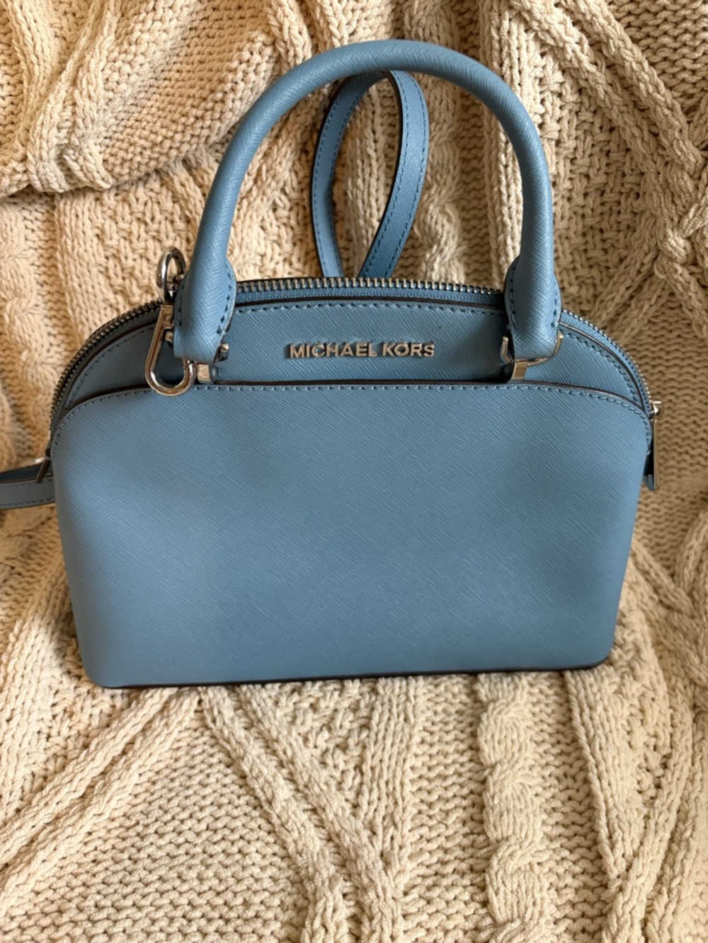 Michael Kors Light Blue Dome Satchel - Saffiano Leather